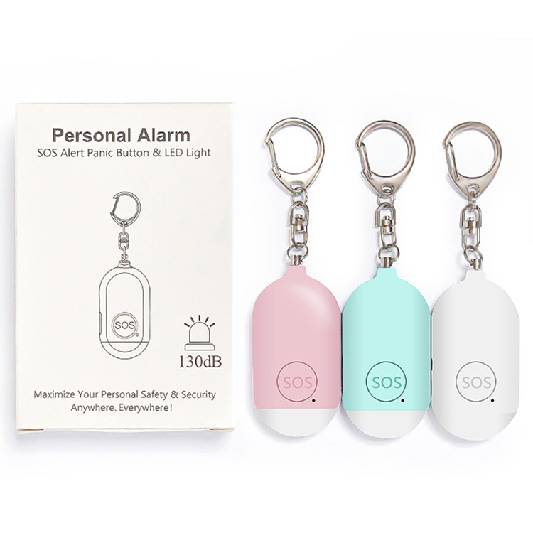 130dB Itaniji Ti ara ẹni Pajawiri gbigba agbara pẹlu LED filaṣi Aabo Ti ara ẹni Keychain